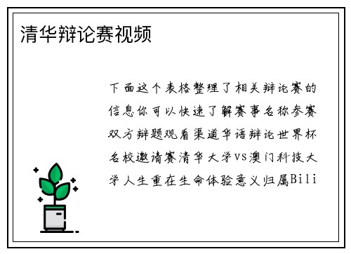 清华辩论赛视频